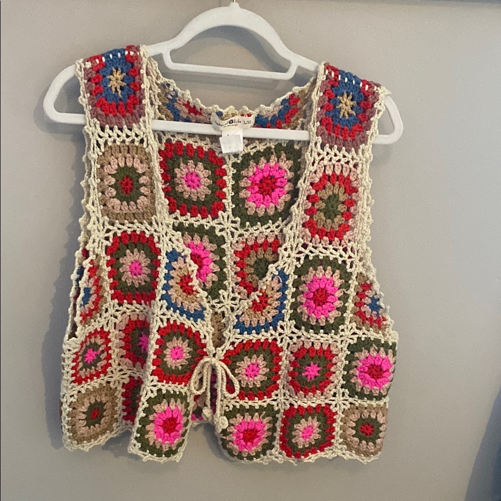 Natural Life Crochet Vest - Multicolor